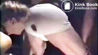 Collared submissive eats shit