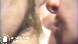 Collared submissive eats shit