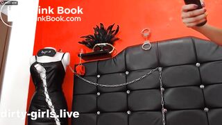 Fetish girl licking fresh scat from dildo