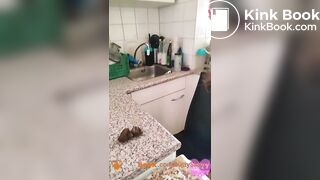 Thick shit on kitchen counter
