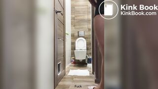 White bodybuilder shits on the floor