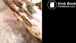 hansome young hairy guy smears and eats