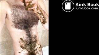 hansome young hairy guy smears and eats