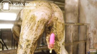 Farmer's Wife in the calf shed - cowshit orgasm