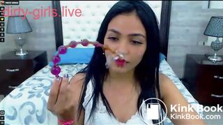 Beauty young latina play with shit in mouth
