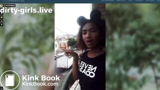 Young girl make dirty public show outdoor with pee