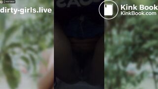 Young girl make dirty public show outdoor with pee