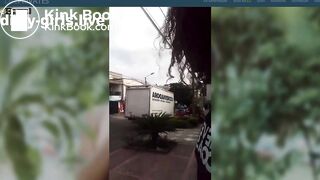 Young girl make dirty public show outdoor with pee