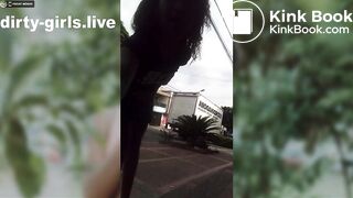 Young girl make dirty public show outdoor with pee