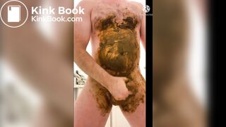 guy smears shit and jerks off