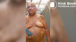 Senior bi guy covered in shit