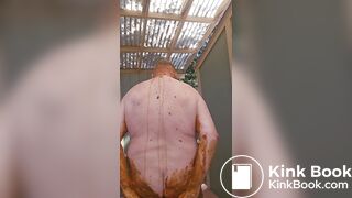 Senior bi guy covered in shit