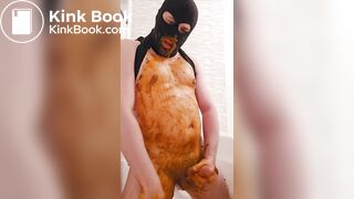 guy smearing shit and jerking nice cock