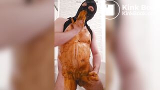 guy smearing shit and jerking nice cock