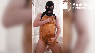 guy smearing shit and jerking nice cock