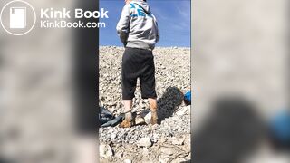 Pissing and shitting in filthy clothes outdoors