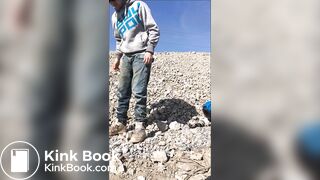 Pissing and shitting in filthy clothes outdoors