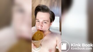 German scat fag drenched in piss and shit