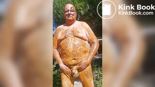 Senior bi guy covered in shit