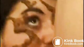 Scat girl is shit and pissed on by partner
