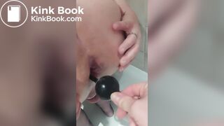 Trans slut putting her beads