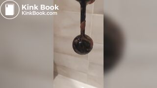 Trans slut putting her beads