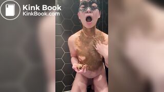 Smearing and eating her own shit - Scat slave girl