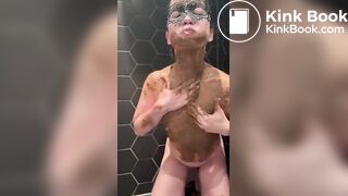 Smearing and eating her own shit - Scat slave girl
