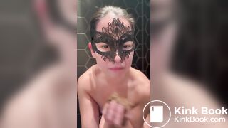 Smearing and eating her own shit - Scat slave girl