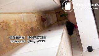 Beautiful woman pooping in the toilet