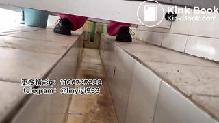 Beautiful woman pooping in the toilet