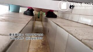 Beautiful woman pooping in the toilet