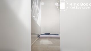 Twink precums from pushing out a huge floppy shit