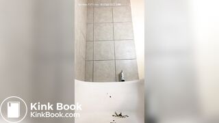 Ebony eats her large turd out of the tub