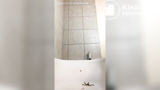 Ebony eats her large turd out of the tub