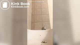 Ebony eats her large turd out of the tub