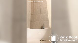 Ebony eats her large turd out of the tub