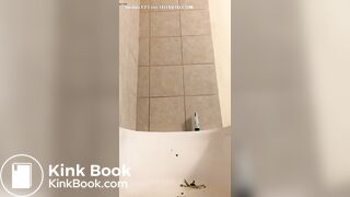 Ebony eats her large turd out of the tub