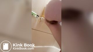 Teen shits while releasing enema