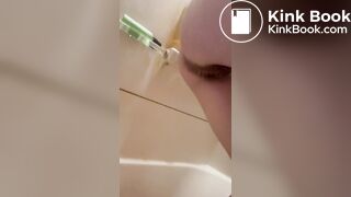 Teen shits while releasing enema