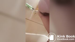 Teen shits while releasing enema