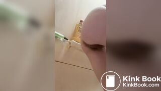 Teen shits while releasing enema
