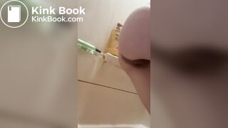 Teen shits while releasing enema