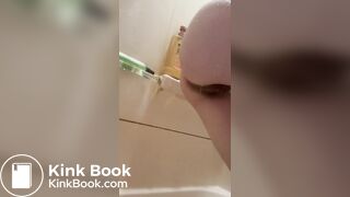 Teen shits while releasing enema