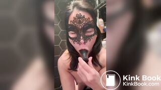 Licking and eating shit from butt plug - Scat slav