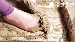 sexy chinese feet full of dog scat in brown nylon