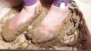 sexy chinese feet full of dog scat in brown nylon