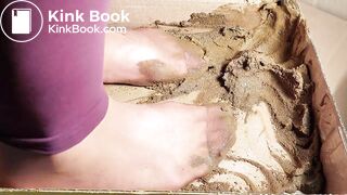 sexy chinese feet full of dog scat in brown nylon