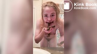Shitting and eating Girl