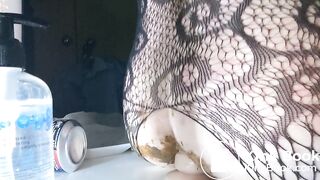 Scatbrat rides shit covered dildo